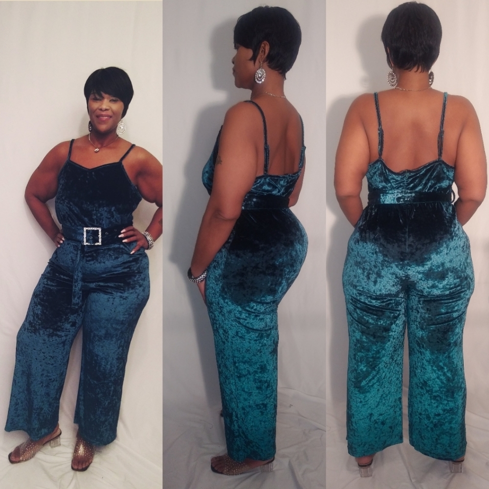 Wide Leg Velvet Jumpsuit